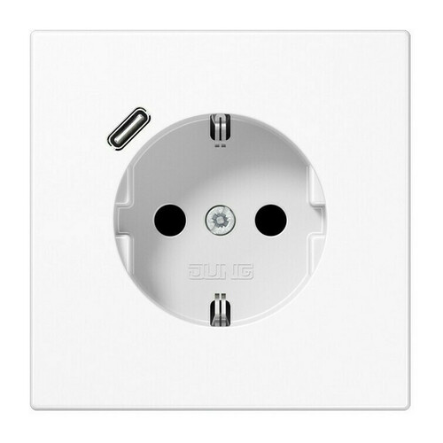 Розетка с USB Jung LS 990, скрытый монтаж, с заземлением, белый, LS1520-18CWW